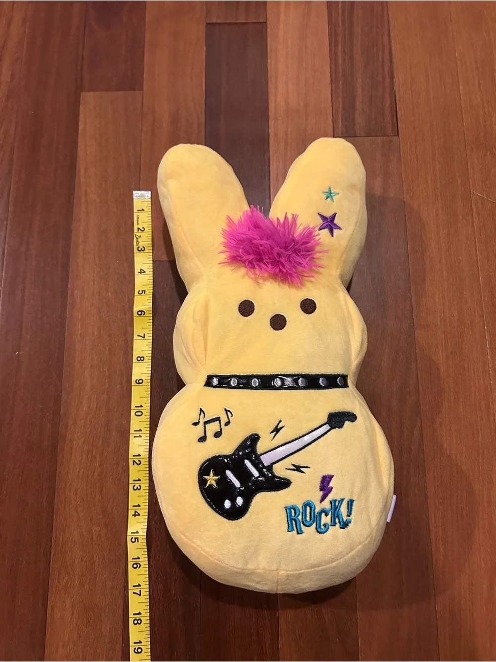 PEEPS 15 inch Yellow EMO Rock Star Bunny Plush Toy with Pink Mohawk